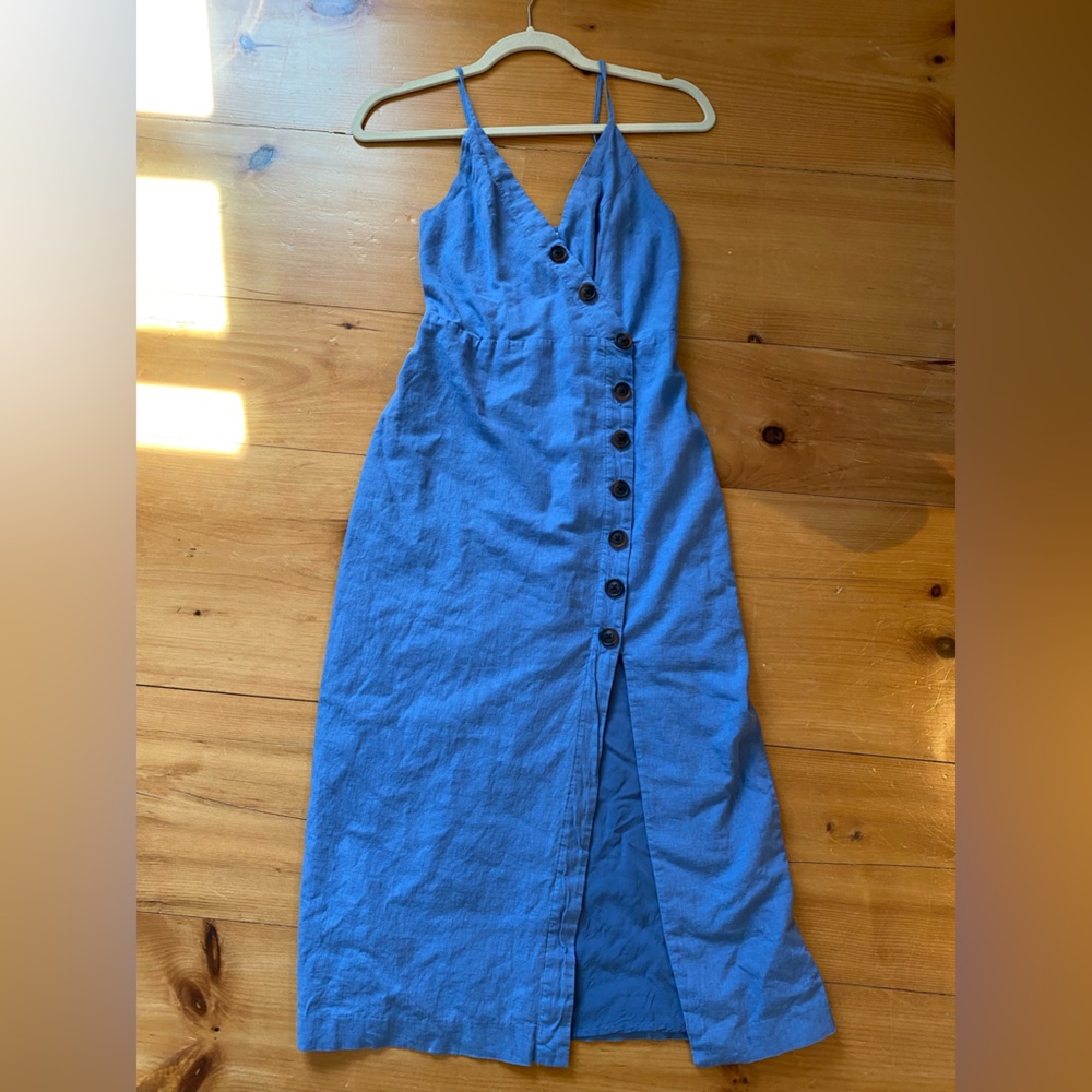 Blue Linen Urban Outfitters Dress